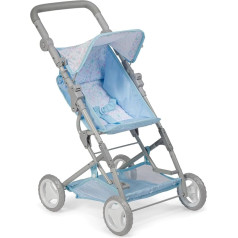 JC Toys saliekamais ratiņš lellēm līdz 45 cm, ideāli piemērots rotaļām un pastaigām, zils ar ziedu dizainu, Berenguer izstrādāts, vecums 3+ gadi