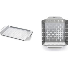 Weber Style 6435 Profesionāla grilēšanas panna un 6481 Deluxe dārzeņu grozs 19 x 24 cm grilēšanas grozs zivīm, gaļai un dārzeņiem no nerūsējošā tērauda