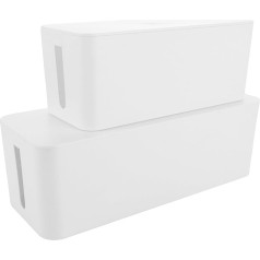 ZOFUN Pack of 2 Cable Box Cable Management Box White Cable Box Large 2-Size Cable Organiser Box, Cable Box for Storage Power Strips, Charging Adapters Cable Hide Protection Safety