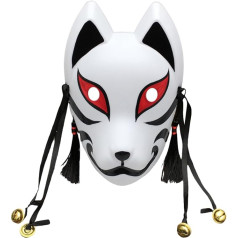 YangYong Fuchsmaske, mittelgroße Kitsune Kabuki-Maske für Jungen, japanische Comic-Anime-Thema-Kostümmaske für Maskenball, Party, Halloween