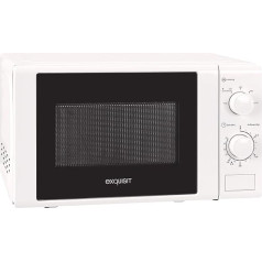 Exquisit® Mikroviļņu krāsns 700W 20L Balta virpuļkrāsa 25cm Moderns dizains Krāsots interjers 5 līmeņu Viegli lietojams Ideāli piemērots lietošanai mājās