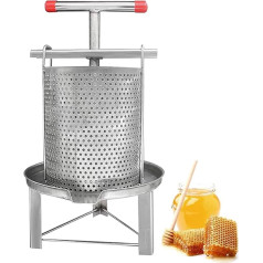 Manuālais medus presētājs, nerūsējošā tērauda mucas medus ekstraktors separators ar T-veida rokturi, vīna augļu presētājs mājām, restorāniem, lielām un mazām biškopības saimniecībām.
