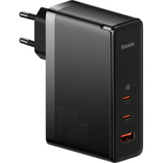 GaN5 Pro 2xUSB-C+USB-A 140W ES ātrais lādētājs - melns