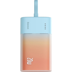 Powerbank Popsicle 5200mAh 20W ar Lightning kabeli 60W/20V/3A/30cm - zili oranžs