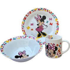 3 gab. keramikas Minnie Disney krūze krūze bļoda šķīvis trauki bērniem iepakojumā