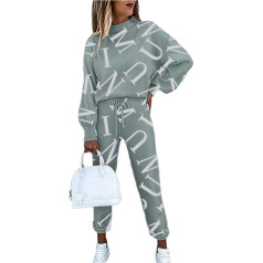 Sports Outfit Women's Set, Jogging Suit, Women's Set, Hoodie and Jogging Bottoms with Pattern, Comfortable, Loose Leisure Suit, Tracksuit, 2-Piece Set, Y2K Clothes, Lounge Set, Crew Neck, Leisure