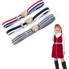 HXSYKJDM Elastīga josta meitenēm, 3 jostu komplekts, bērnu elastīgā josta, modes josta, regulējama kleitām, biksēm, uniformām, džinsiem