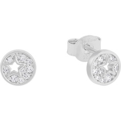 s.Oliver Ohrstecker 925 Sterling Silber Mädchen Kinder Ohrschmuck, mit Zirkonia synth., 0,6 cm, Silber, Stern, Kommt in Schmuck Geschenk Box