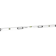PRO 800 spirta līmeņrādis 150 cm ar abpusēji frēzētu ergonomisku profilu - ERS+ (viegla nolasīšanas sistēma), precīzs spirta līmeņrādis ar triecienu absorbējošiem gala vāciņiem - krāsa: balta