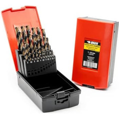 BAER spirālveida urbju komplekts 1-13 mm (0,5 mm pieaugošais līmenis), HSSE urbju komplekts, caurules, loksnes, nerūsējošais tērauds, VA, INOX, Twist drill komplekts, trīsstūrveida kāts, diametrs no 4,0 mm