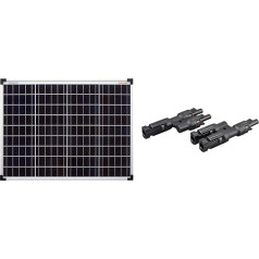 enjoy solar Poly 50 W 12 V polikristālu saules paneļu saules paneļu saules paneļu fotoelementu modulis, kas ideāli piemērots motorhome, dārza nojumēm, laivām un 1 pāra saules spraudnis Y Splitter 2-Way paralēlā savienojuma saules panelim