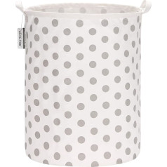 19,7 collu liela izmēra ūdensnecaurlaidīgs pārklājums Ramie kokvilnas auduma salokāms veļas veļas grozs spainis cilindriskā Hesenes audekla uzglabāšanas grozs ar stilīgu pelēku punktu dizainu