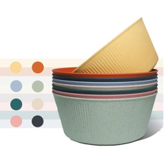 WANBY Plastmasas bļodas Lielas salātu bļodas Vieglas, nedalāmas pusdienu bļodas, kas paredzētas trauku mazgājamajai mašīnai Mikroviļņu krāsnī (1500 ml, 8 gab. iepakojumā)