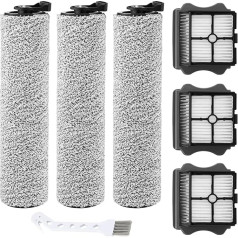 iFloor 3 rezerves HEPA filtrs un birstes rullītis, kas saderīgs ar Tineco iFloor 3 un Floor One S3 bezvada mitro un sauso putekļsūcēju (3 birstes rullīši un 3 putekļsūcēja filtri)