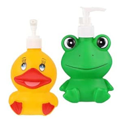 EXCEART Pack of 2 Children's Soap Dispenser Cartoon Frog Duck Animal Hand Soap Pump Dispenser Bottles Body Lotion Shampoo Shower Gel Dispenser 300 ml for Kitchen Bathroom