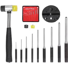 9 Piece Tension Pin Punch Set, Gunsmith Punch Kit for Removing Repair Tools with 2 Hammer Hammers with Rubber Tip and Holder for Gunsmiths, Automotive, Woodworking