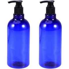 SOLUSTRE Pack of 2 Soap Dispenser Pump Bottle Empty Refillable 500 ml Blue Bottles Lotion Shampoo Foam Gel Cleaner Soaps Cosmetics Container Travel Home Hotel Bathroom, Picture 2