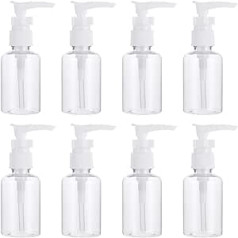 hugttt 8pcs 50ml Travel Bottles Pump Bottle Portable Empty Clear Plastic Bottle Dispenser