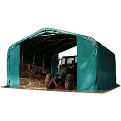 TOOLPORT Pasture Shelter 6 x 6 m PVC Tarpaulin Fireproof 2300N Shelter Storage Tent Green for Ground Substrate