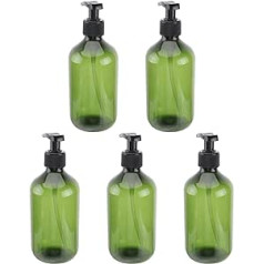 Solustre Pack of 5 Dozators Tukšs Pudele Pudele Pudele 500 ml Uzpildāms Roku Losjons Šampūns Putas Gels Ūdens Konteiners Travel Home Hotel (tumši zaļa), tumši zaļa