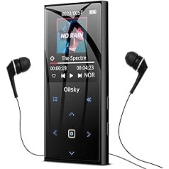 MP3 atskaņotājs, Oilsky 32GB mūzikas atskaņotājs ar Bluetooth 5.0, HiFi Lossless MP3 ar FM radio, skārienpoga, skaļrunis, balss ierakstītājs sportam, skriešanai, paplašināms līdz 128 GB Micro SD, melns