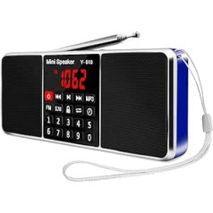 LEFON daudzfunkcionālais digitālais FM radio skaļrunis, MP3 mūzikas atskaņotājs, atbalsta TF karte, USB diskdzinis ar LED indikatoru un laika izslēgšanas funkciju (zils)