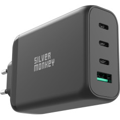 Silver Monkey GaN 130W 3x USB-C PD 1x USB-A 3.0 QC сетевое зарядное устройство черный