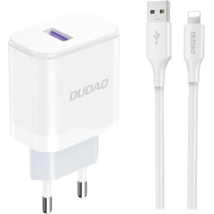 Dudao USB-A 18W tīkla lādētājs ar kabeli iPhone USB-A - Lightning, balts