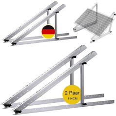 Saules paneļu stiprinājums 114 cm Fotogalvaniskie universālie saules moduļu leņķa regulējamie 0-90° kronšteini 45 collu kronšteini Balkona elektrostacija 100 W-600 W saules paneļu jumta stiprinājumiem (2 pāri)