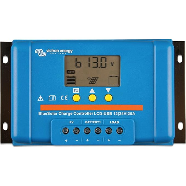 Victron Energy BlueSolar PWM LCD un USB 12/24 Voltu 20 ampēru saules uzlādes kontrolieris