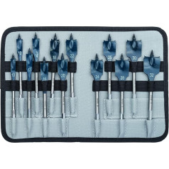 Bosch Professional 13 tlg. SelfCut Speed Flachfräsbohrer-Set (für Holz, Rolltasche, 1/4