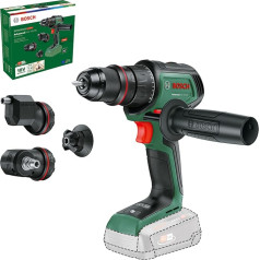 Bosch AdvancedDrill 18V-80 QuickSnap akumulatora urbjmašīna (urbšanai un skrūvēšanai, 18 V, metāla skava, magnētiskais vāciņš, ekscentriskais un leņķa stiprinājums, papildu rokturis, bez akumulatora)