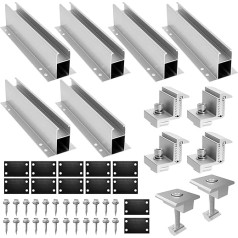 Saules paneļu kronšteins, alumīnija saules paneļu kronšteins, saules fotoelementu trapecveida montāžas komplekts, 6 sliedes 23 cm + 4 regulējamas gala skavas 30-50 mm, saules moduļu montāža jumta lokšņu jumtam, plakans jumts