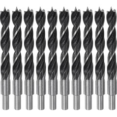 HARFINGTON Brad Point Bohrer 14 mm Durchmesser, gerader runder Schaft, metrischer Spiralbohrer für Weichholz, Hartholz, Sperrholz, Kunststoff, Gummi, Schwarz, 10 Stück