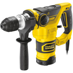 Stanley FatMax SDS-plus Bohrhammer FME1250K (1.250 Watt, 3,5 Joule, mit Pneumatik-Hammerwerk, mit Rechts-/Linkslauf, staubversiegelt, inkl. SDS-Adapter & Bohrfutter, 2x Bohrer, 1x Meisel, Koffer)