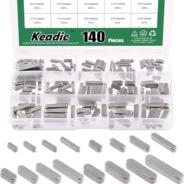 Keadic 140 gabali 16 izmēri 304 nerūsējošā tērauda atslēgu komplekts 8 mm 10 mm 12 mm 16 mm 20 mm 20 mm 25 mm 30 mm apaļas paralēlas piedziņas vārpstas atslēgas paralēlās atslēgas paralēlās atslēgas skriemeļa peru atslēga stiprināšan