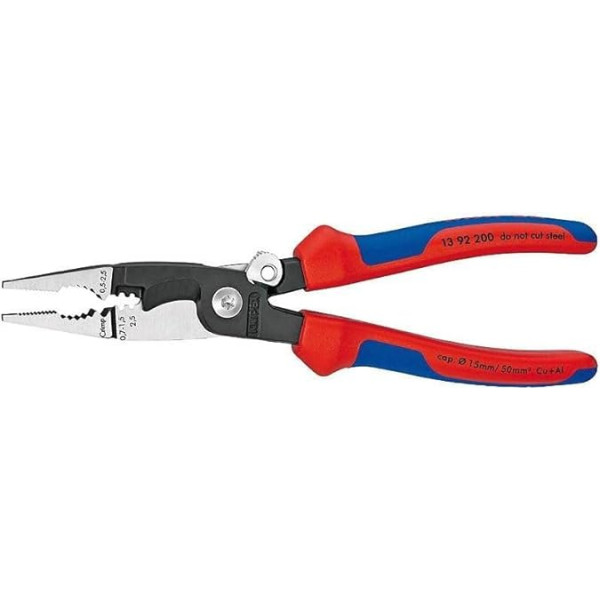 Knipex Elektro-Instalationszange schwarz atramentiert, mit Mehrkomponenten-Hüllen 200 mm (SB-Karte/Blister) 13 92 200 SB