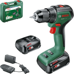 Bosch Home and Garden Home and Garden UniversalDrill 18V-60 akumulatora skrūvgriezis (2 akumulatori, 18 voltu sistēma, futrālī), melns