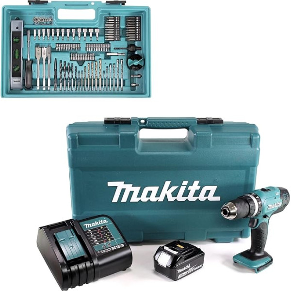 Makita DHP 453 FX12 Akumulatora triecienurbjmašīna 18 V 42 Nm + 1x 3,0 Ah + lādētājs + 101 gab. piederumu komplekts + koferis