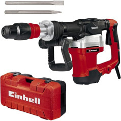 Einhell nojaukšanas āmurs TE-DH 32 (1500 W, 32 J trieciena spēks, SDS-max instrumentu turētājs, vibrāciju slāpēts galvenais rokturis + mīkstā rokturis, komplektā ietilpst smailais / plakanais kalts + E-Box)