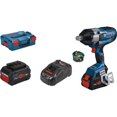 Bosch Professional BITURBO GDS 18V-1050 HC Akumulatora rotācijas triecienatslēgas (pievilkšanas moments 1050 Nm, atslēgšanas moments 1700 Nm, 2x akumulators ProCORE18V 8,0Ah, ātrais lādētājs GAL 1880 CV, savienojamība