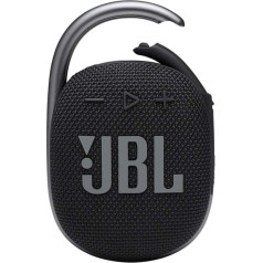 JBL Clip 4 Bluetooth skaļrunis melnā krāsā, ūdensizturīgs, pārnēsājams mūzikas skaļrunis ar praktisku karabīni, līdz 10 stundām bezvadu mūzikas straumēšanas