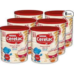 Nestlé CERELAC Piena graudu biezputra ar medu - pasaulē atzīta par bērnu biezputru Nr. 1, no 12 mēnešu vecuma, 6 gab. iepakojumā (6 x 400 g)