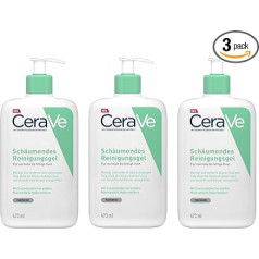 Cerave Putojošs attīrošs gels 3 x 473 ml - Putojošs mitrinošs mazgāšanas gels - Ikdienas mitrinošs sejas mazgāšanas līdzeklis