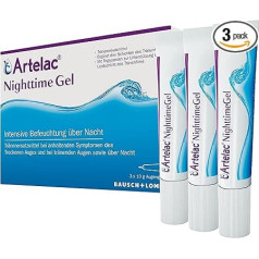 Artelac NighttimeGel: mitrinošs acu gēls sausām acīm, mitrinošs nakts laikā, 3 x 10 g gela.