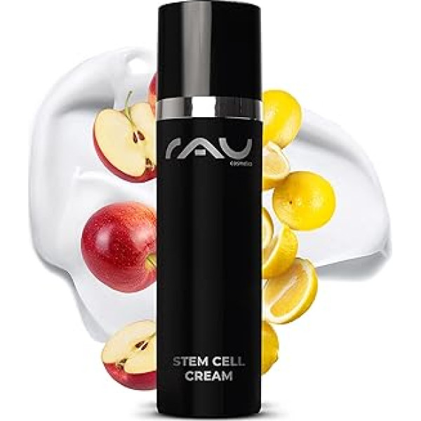 Rau Cosmetics Pretnovecošanās dienas krēms - Krēms ar cilmes šūnām 50 ml - vegānisks krēms pret grumbām ar hialuronu, argirelīnu un cilmes šūnām - krēms sausai un nobriedušai ādai sievietēm un vīriešiem pret grumbām