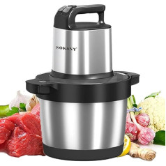 Sokany 1500 W Electric Kitchen Chopper with 6.5 L Stainless Steel Bowl, Multi Chopper with 3 Speed Levels, Meat Grinder with 4 Blades for Meat, Onions, Fruit, Vegetables