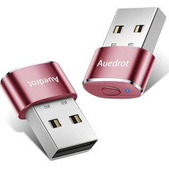 Auedrot Peles žiglera nenosakāms USB peles kustinātājs ar slēdža pogu, metāla peles kustinātājs, automātisks peles žiglera kustinātājs ar 2 žiglera režīmiem, Plug & Play, neļauj datoram/laptopam pamosties, rozā zelts, 2 gab.