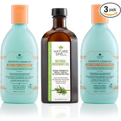 Nature Spell Rozmarīna eļļa ar matu augšanas šampūns un kondicionieris 3 Pack Dāvanu komplekts 150ml x 1 300ml 2 Pack Made in UK