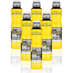 L'oréal Paris Men Expert 96H Invincible Sport Antiperspirant dezodorants vīriešiem, 250 ml, iepakojums 6 gab.